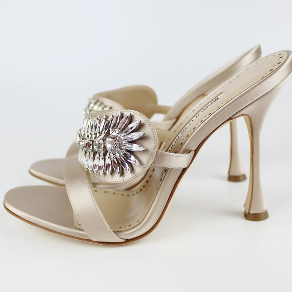 NEW MANOLO BLAHNIK Skysan Crystal Heeled Sandals - Picture 7 of 15
